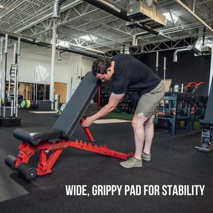 REP Foldable Incline Decline Bench | FID Platform for Home Gym | Compact Portable Fitness Stationary Equipment | Heavy Duty Strength Training Chair | Adjustable Sit-up Dumbbell Workout Support, Red