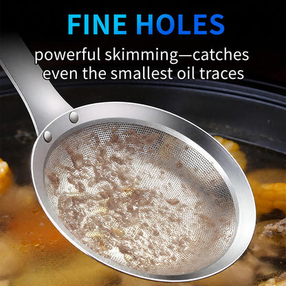 TBWHL Multi-functional Hot Pot Fat Skimmer Spoon - Stainless Steel Fine Mesh Food Strainer for Skimming Grease and Foam DIA 3.1"