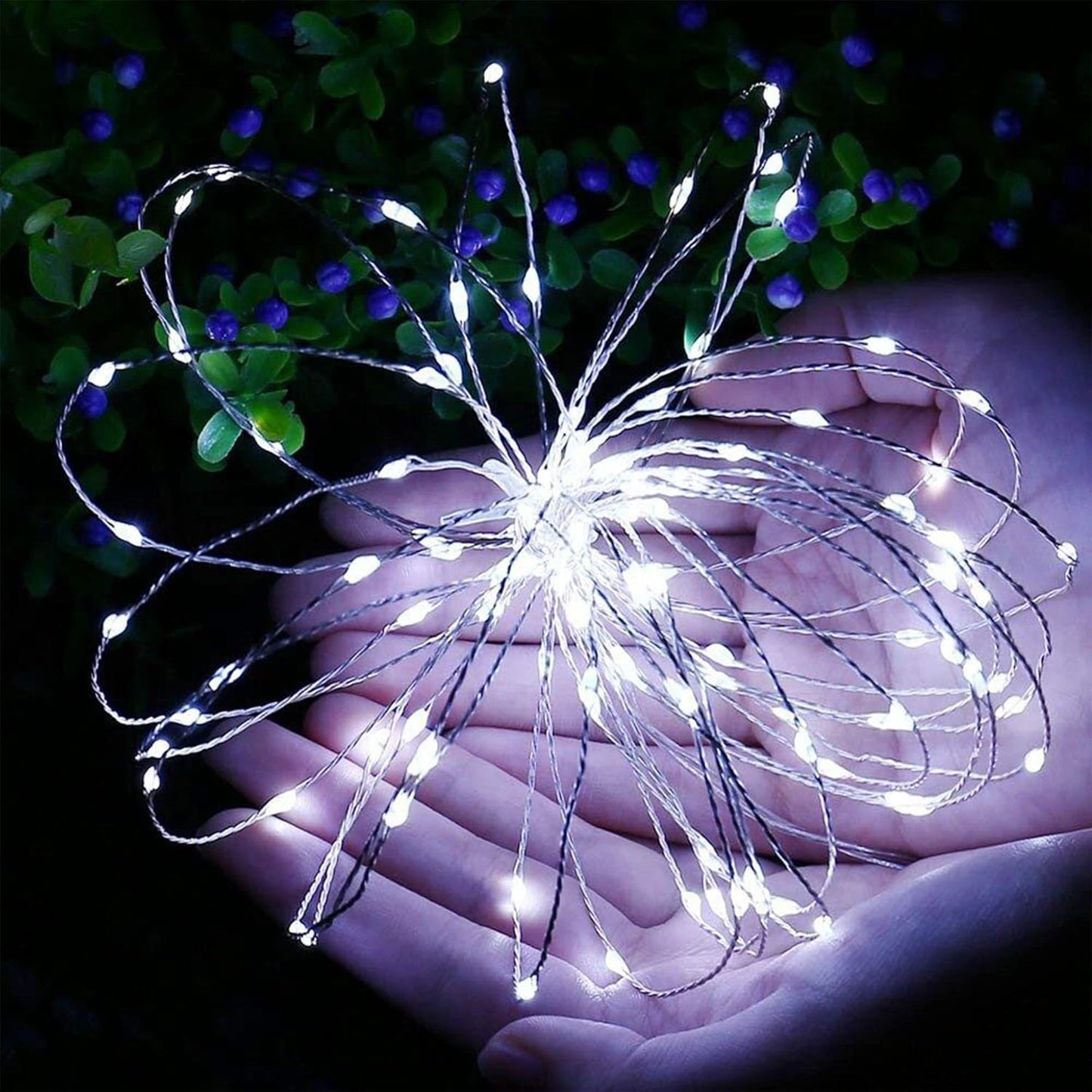 WATERGLIDE Mini String Lights - 24 Pack Battery Operated 7 ft Waterproof Silver Wire | Cool White LED Fairy Lights for Wedding & Party Decor
