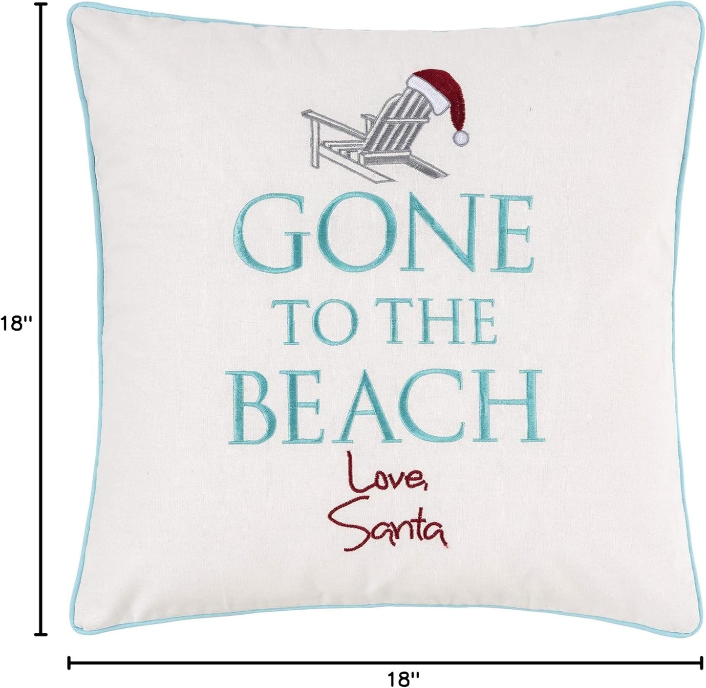 18" 18" C&F Home Christmas Gone to The Beach Love Santa Cotton Blend Accent Throw Pillow x Xmas Festive Winter Holiday