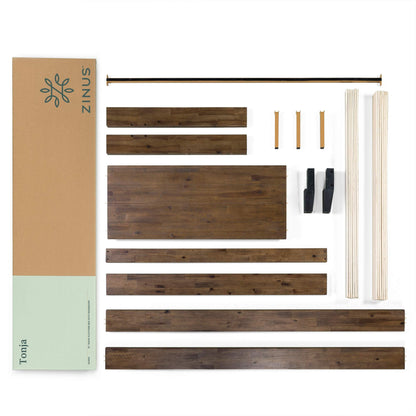 Zinus Tonja Wood Platform Bed Frame with Headboard, Mattress Foundation with Wood Slat Support, No Box Spring Needed, Easy Assembly, Queen