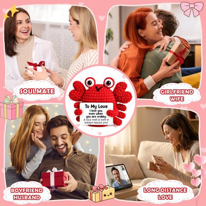 GiftMark Anniversary Mothers Day Birthday Gifts for Women Men, to My Love Gifts for Boyfriend Girlfriend Wife Husband, Emotional Positive Crochet Crab Anniversary Birthday Gift for Him Her Couple