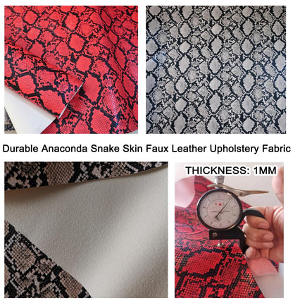 3D Anaconda Snake Skin Vinyl Faux Leather Upholstery Fabric By Meter, Embossed PU Fabric Leather Sheets for Earrings DIY Crafts Chairs Seats Sofa 54''x39'' 138x100cm(Color:Blue)