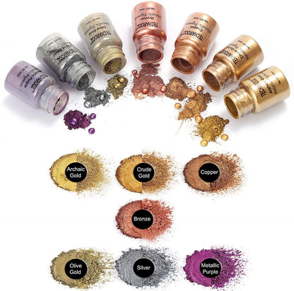 TECHAROOZ Metallic Pigment Powder, 7x20ml Fine Metal Dye for Epoxy Resin, UV Resin, Countertops, Soap Making, Candles DIY Acrylic Paints & Other Craft