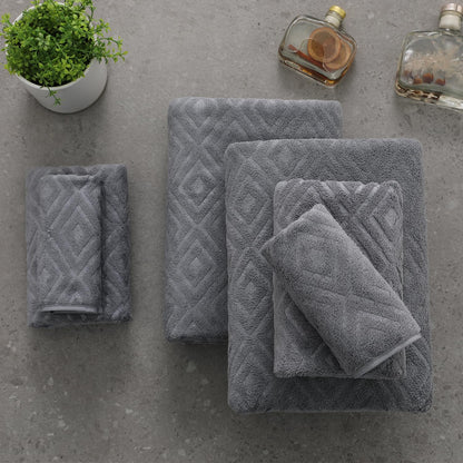 Smuge 18-Piece Bath Towel Set, Include 6 Bath Towel Sheets, 6 Hand Towels and 6 Washcloths - Highly Absorbent Quick Dry 100% Microfiber,Ultra Soft Bathroom Towel Set (Dark Gray)