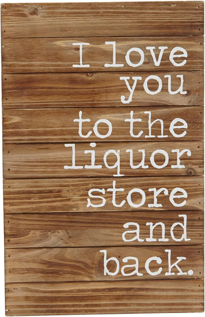 Planked Wood Liquor Store & Back Wall Plaque Mud Pie 4345120