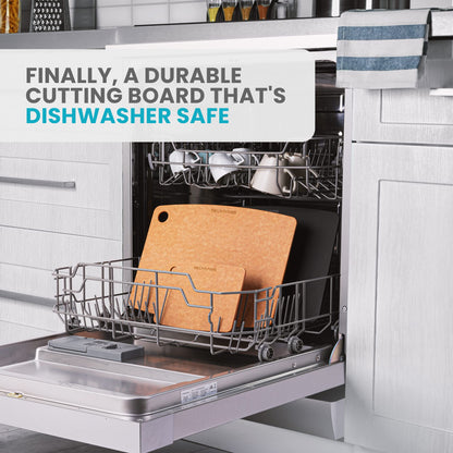 Dishwasher Safe Cutting Board for Kitchen - Large Composite Wood Chopping Board, Thin & Lightweight, Heat Resistant, BPA-Free and Eco-Friendly Cutting Board for Meal Prep, 14.5 x 11.25 Inch (Natural)