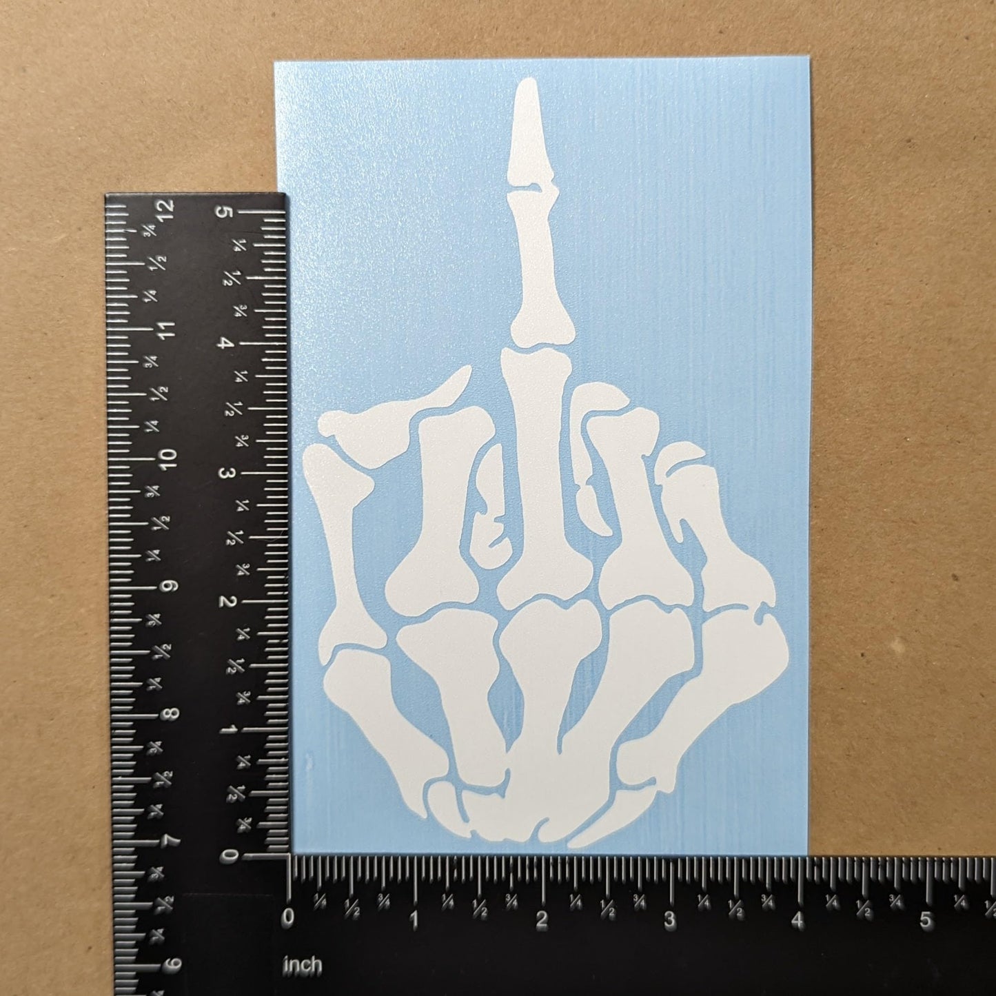 Skeleton Hands 4 Pack: Rock on Skeleton Hand Left and Right, Rock N Roll Gesture Decal, Skeleton Finger Decals (Large ~6", White)