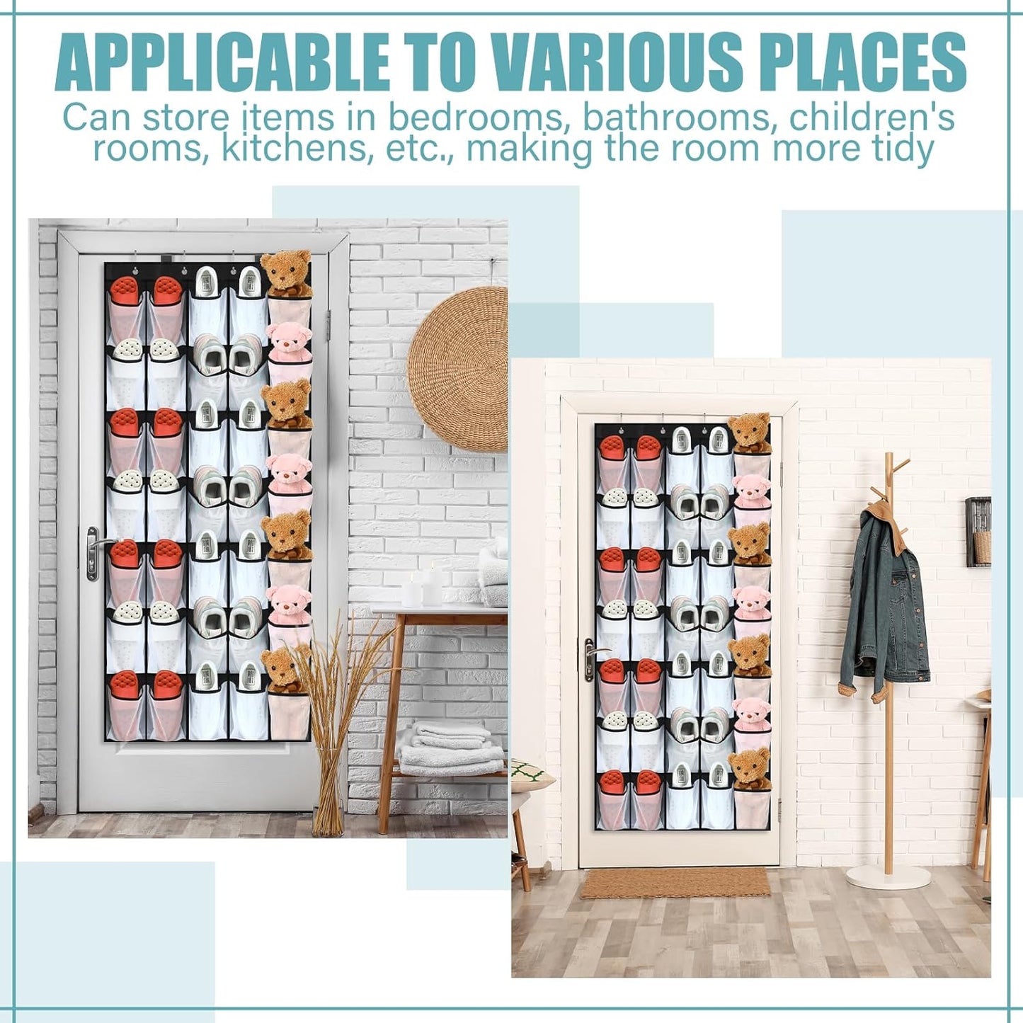 2 70 Closet 35 Windyun Pcs Large over The Door Shoe Organizer Hanging Shoe Rack for Holder Black Mesh Pockets Back