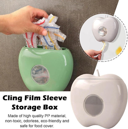 2024 New Thickened Cling Film Sleeve Storage Box with 200pcs Plastic Food Wrap Bag Organizer, Wall-Mounted Kitchen