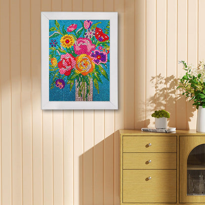 QIOUOL Flower Diamond Art Painting Kits for Kids Adults Beginners with Wooden Frame Girls Art Crafts Rhinestone Gem by Number Kits,Diamond Art Kits for Teens,Birthday Gifts and Office Decor