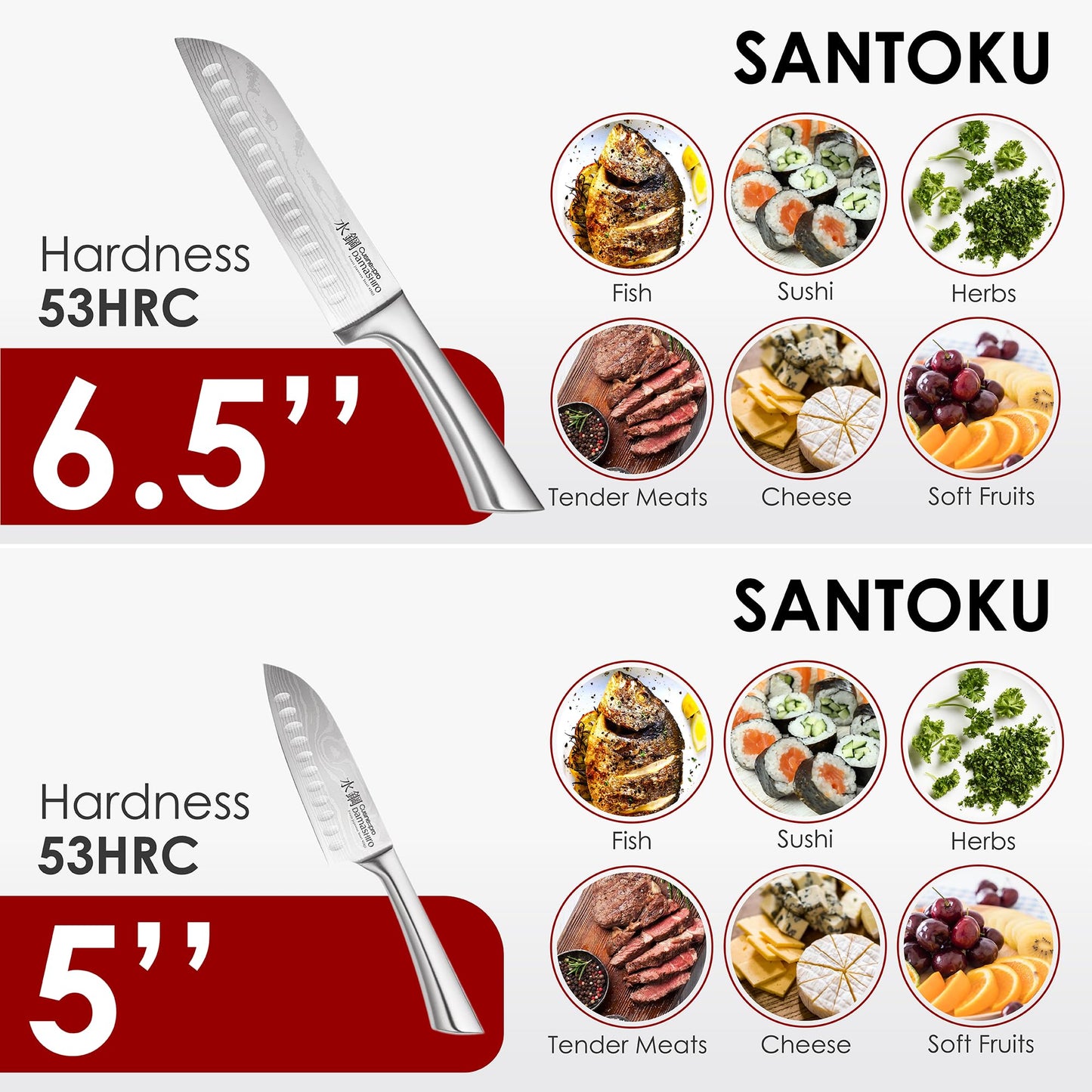 Cuisine::pro Damashiro Knife Block (Kumi, 7-Piece Chef Knife Set) - Japanese Steel Knife - Magnetic Knife Block- Damascus-Inspired Blade Kitchen Knives