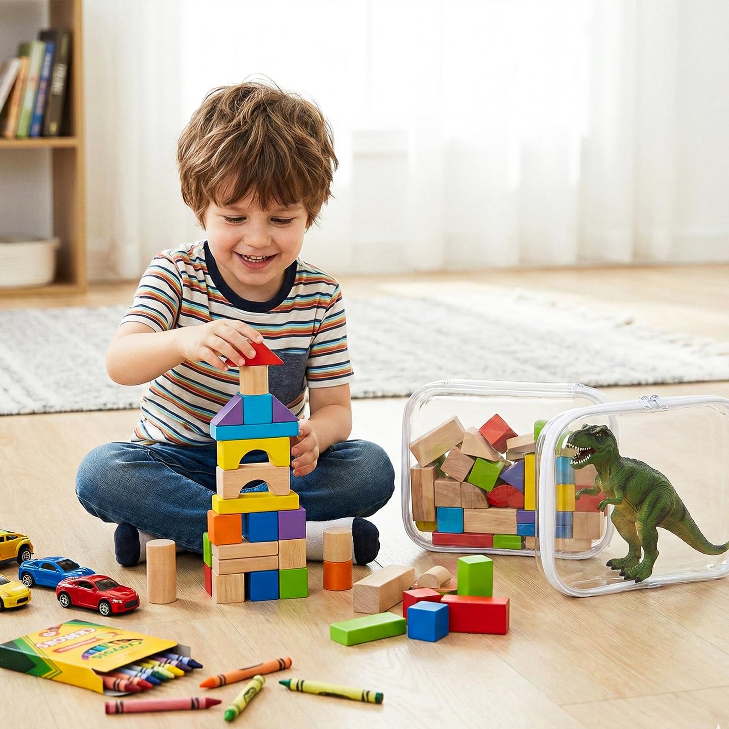Dimore Ultimate Organizer Kit - 9 Pack Clear Hard Shell Zipper Case (3 Large + 3 Medium + 3 Small) Multi-Size Set, Complete Storage Solution for Makeup, Crafts, Toys, Electronics