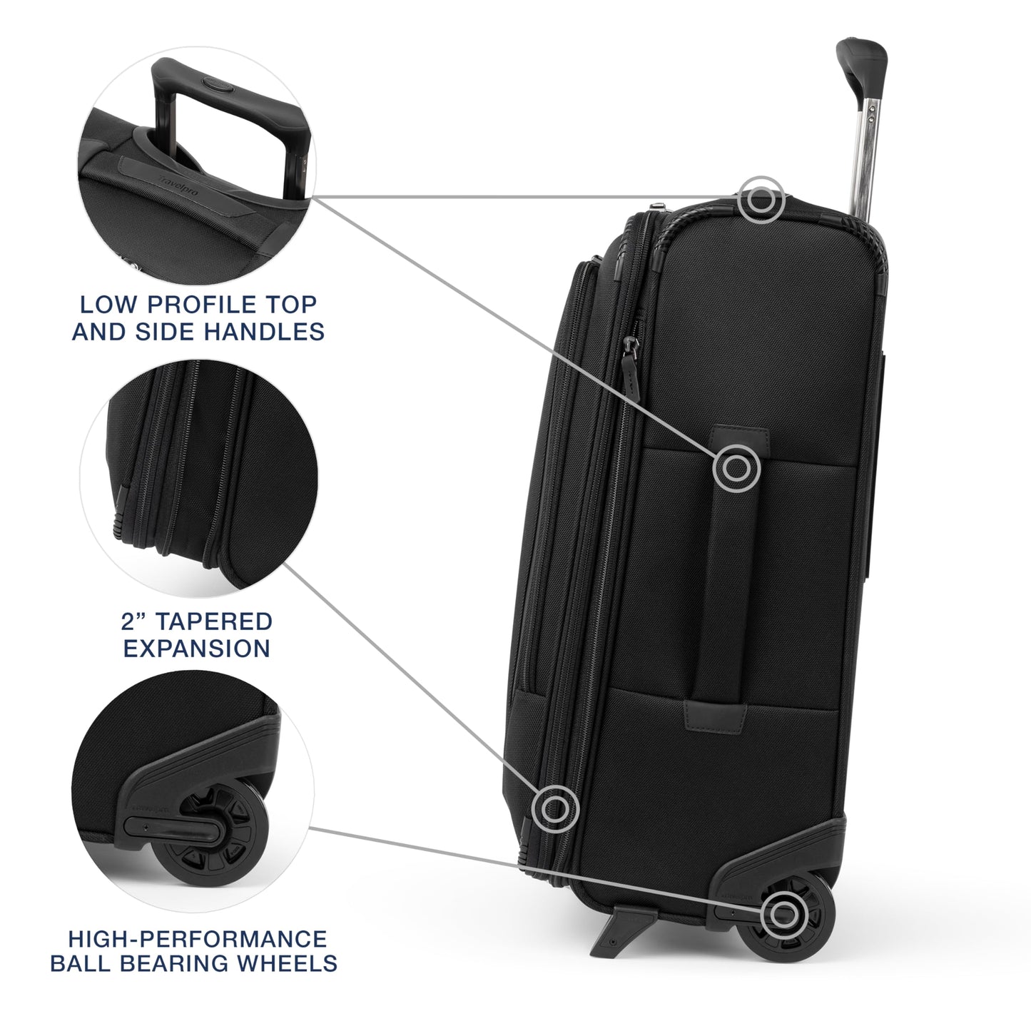 Travelpro Crew Classic Lightweight Softside Expandable Carry on Luggage, 2 Wheel Upright Rollaboard Suitcase, Men and Women, Carry On 22-Inch, Black