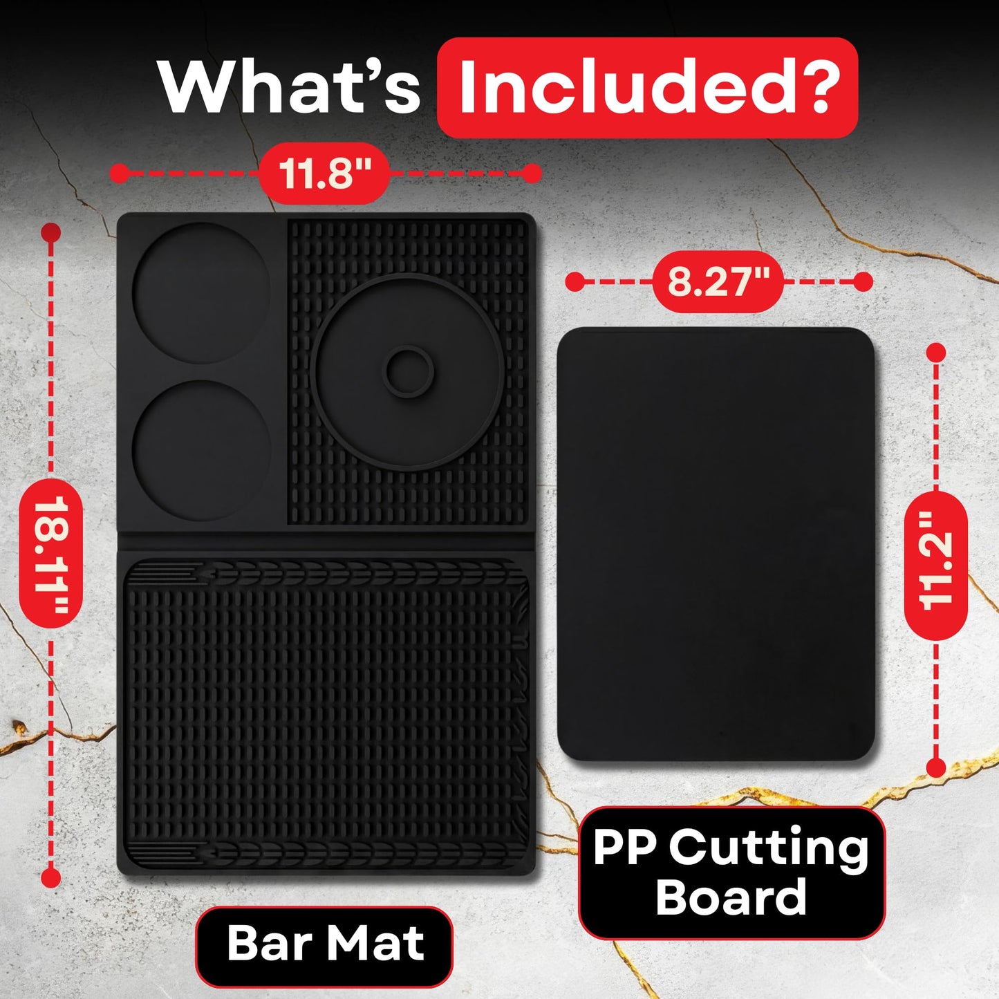 Foldable Bar Mat with Cutting Board - 18" x 12" Professional Bartending Station - Non-Slip Silicone Drip Mat for Home Bar, RV Bar, Outdoor Bar & Events - Easy Storage Bar Accessories