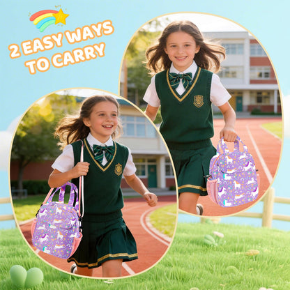 ZAZIWZ Lunch Bag for Kids Insulated Lunch Boxe for Girls Boys Small Reusable Cooler Tote Lunchbox Back to School Cute Lunchbag for Teens (unicorn)