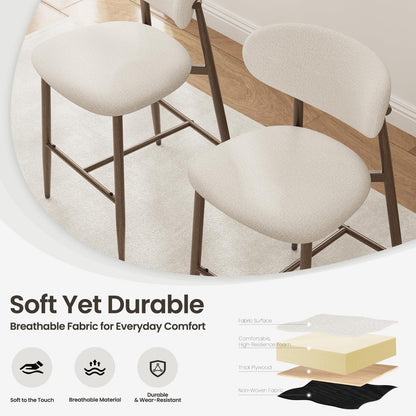 MALOL Bar Stools Set of 4, Counter Height bar stools, Kitchen Bar Stools with Backs, Modern Upholstered, Modern Bar Stools with Metal Legs for Kitchen Island, Counter, Beige