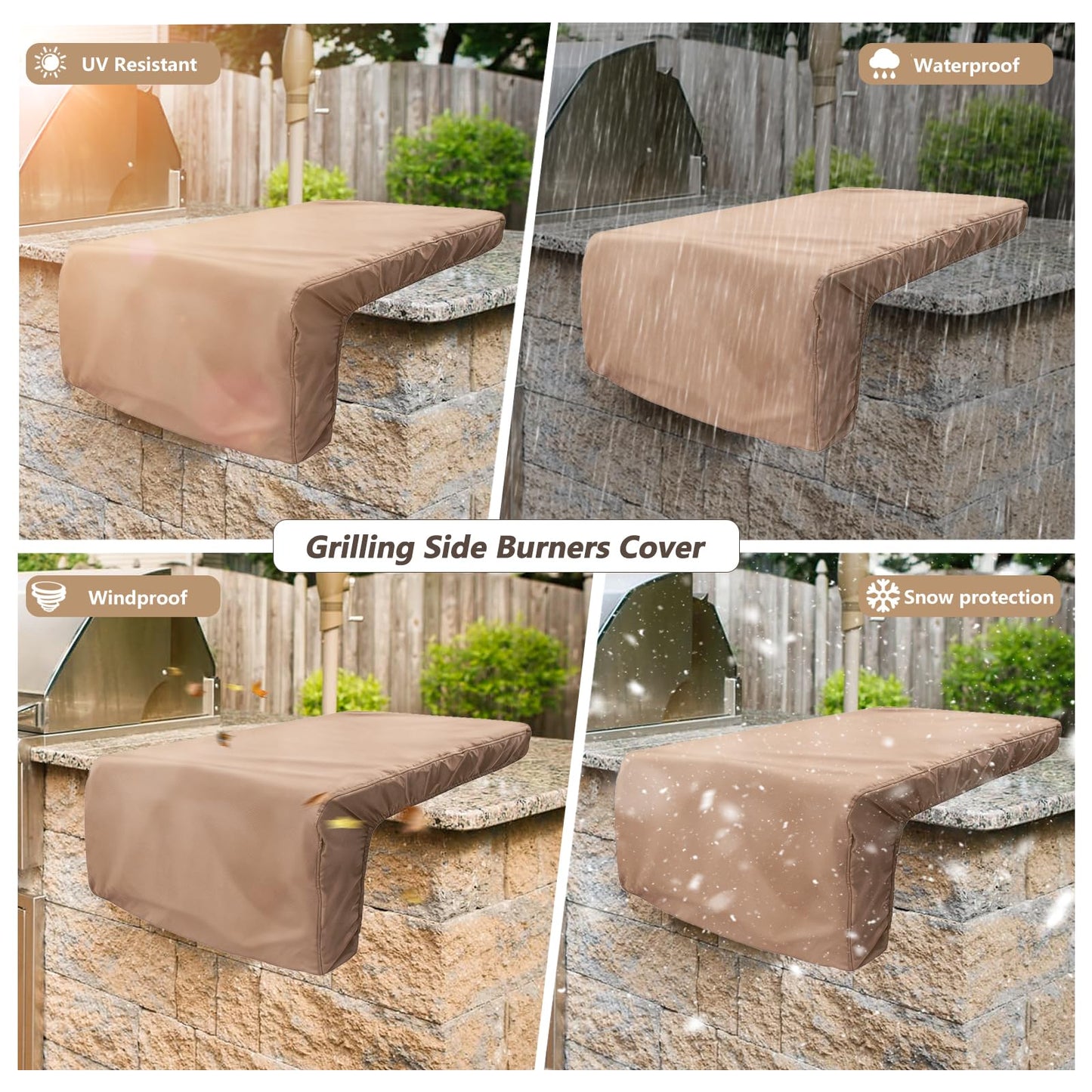 DearHoHo Cover for Blaze Premium LTE Built-in Double Side Burners - 2SBBICV,Heavy Duty 600D Waterproof Outdoor Grill Burner Cover with Plush Lining,Suitable 24''L x 13''W x 11''H,Khaki