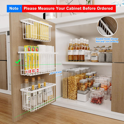 MUSTORN 3 Pack Adhesive Cabinet Door Organizer, Lid Organizers Inside Cabinet Food Container/Tumbler Lid Organizer and Storage Cup Lids Holder for Kitchen & Bathroom Wall Mounted(White)