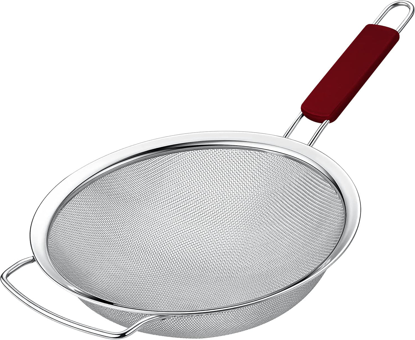 Kafoor 9" Large Extra Fine Mesh Strainer with Thermo Plastic Rubber Handle - Sieve Fine Mesh Stainless Steel - Ideal to Strain Pasta, Quinoa and Rice