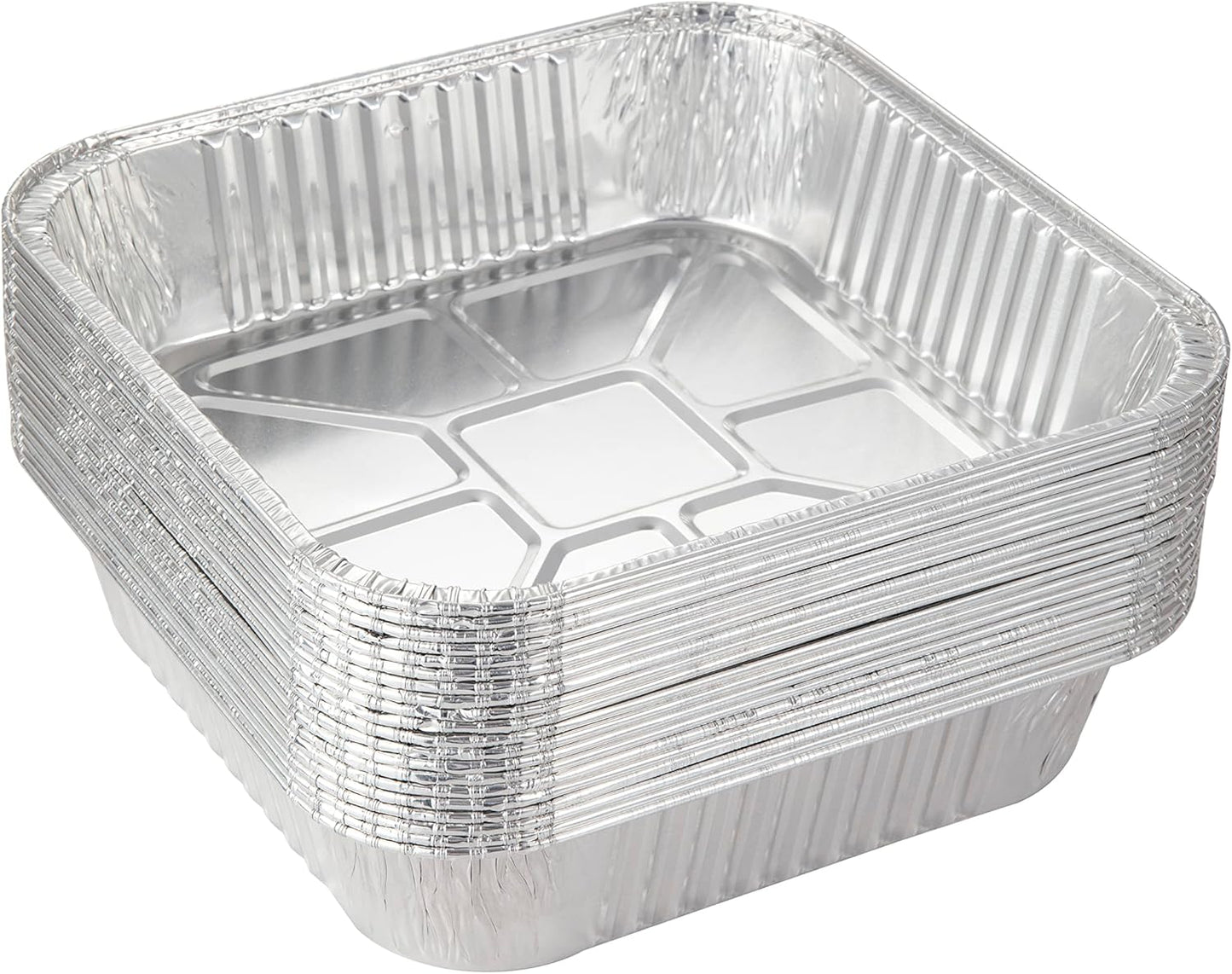 10pack- 8 x 8 Aluminum Foil Pans, Disposable Heavy Duty Square Baking Cake Pans for Homemade Breads
