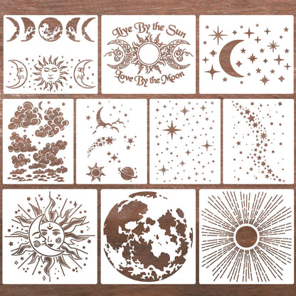 Star Stencils for Painting Moon Stencil Reusable Sun Clouds Stencils for Wood Furniture Fabric Walls