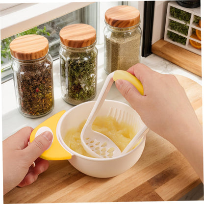Baby Food Maker with Handle Food Grade Large Capacity Baby Puree Maker with Masher Baby Food Masher And Bowl Non-slip Heat Resistant Baby Food Grinder for New Parents