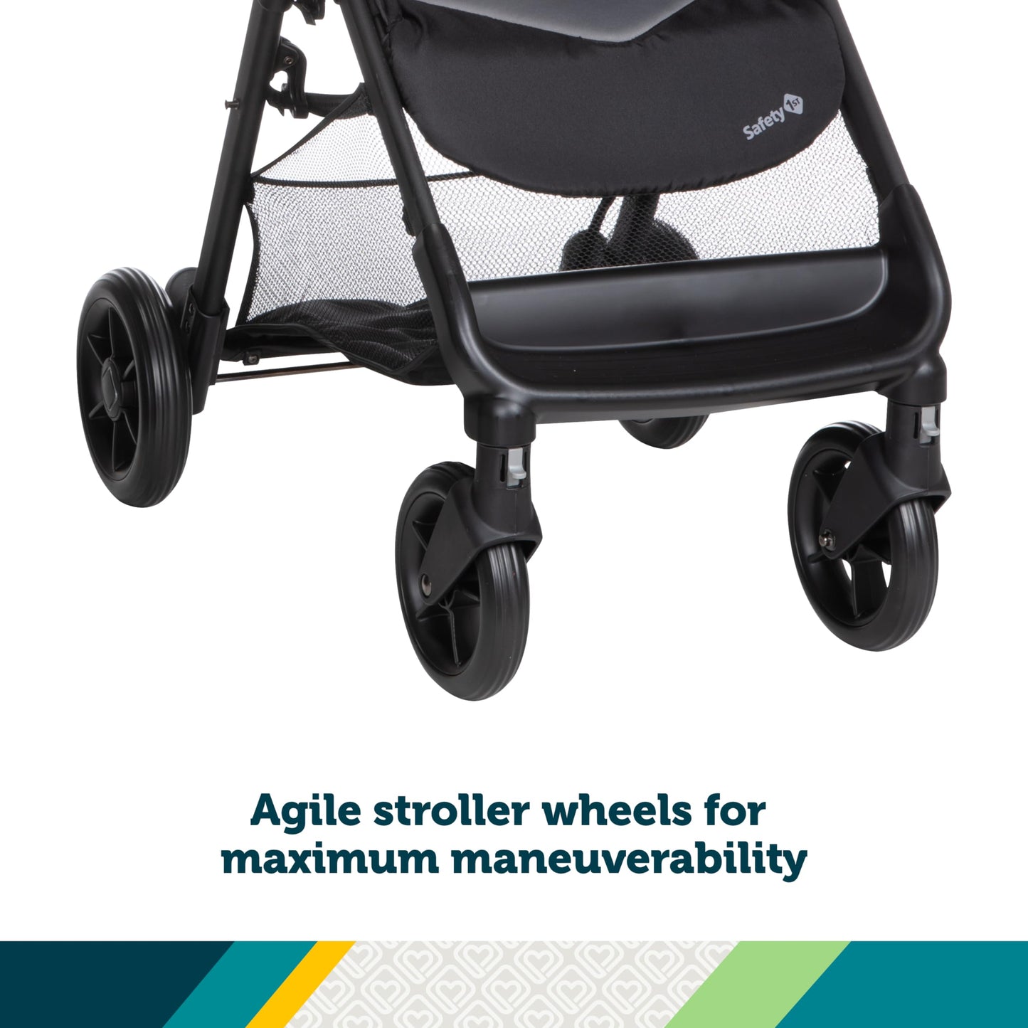 Safety 1st Smooth Ride Travel System Stroller and OnBoard FLX Infant Car Seat, Newborn to Toddler Baby Combo, Easy-Install, Large Canopy, Ample Storage, Foldable, Rear-Facing 4-30 lbs, Black Cherry