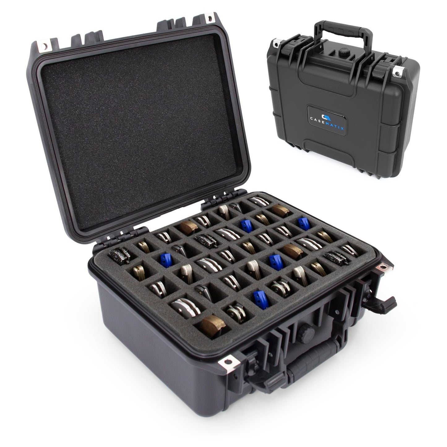 CASEMATIX 13" 40 Folding Knife Case - Waterproof Pocket Knife Holder and Knife Box Organizer Fits 40 Folding Knives, Swiss Army Knives & More Up To 5" Folded in Lockable Knife Storage Case