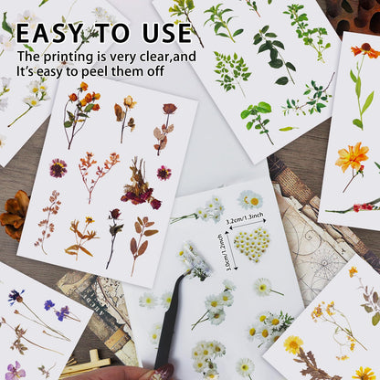 PRSTINCOL Flower Sticker Book, 40 Sheets 470pcs Floral Botanical Themed Journaling Supplies for Scrapbooking Supplies Aesthetic Junk Journal Craft DIY Craft Card Making Laptop