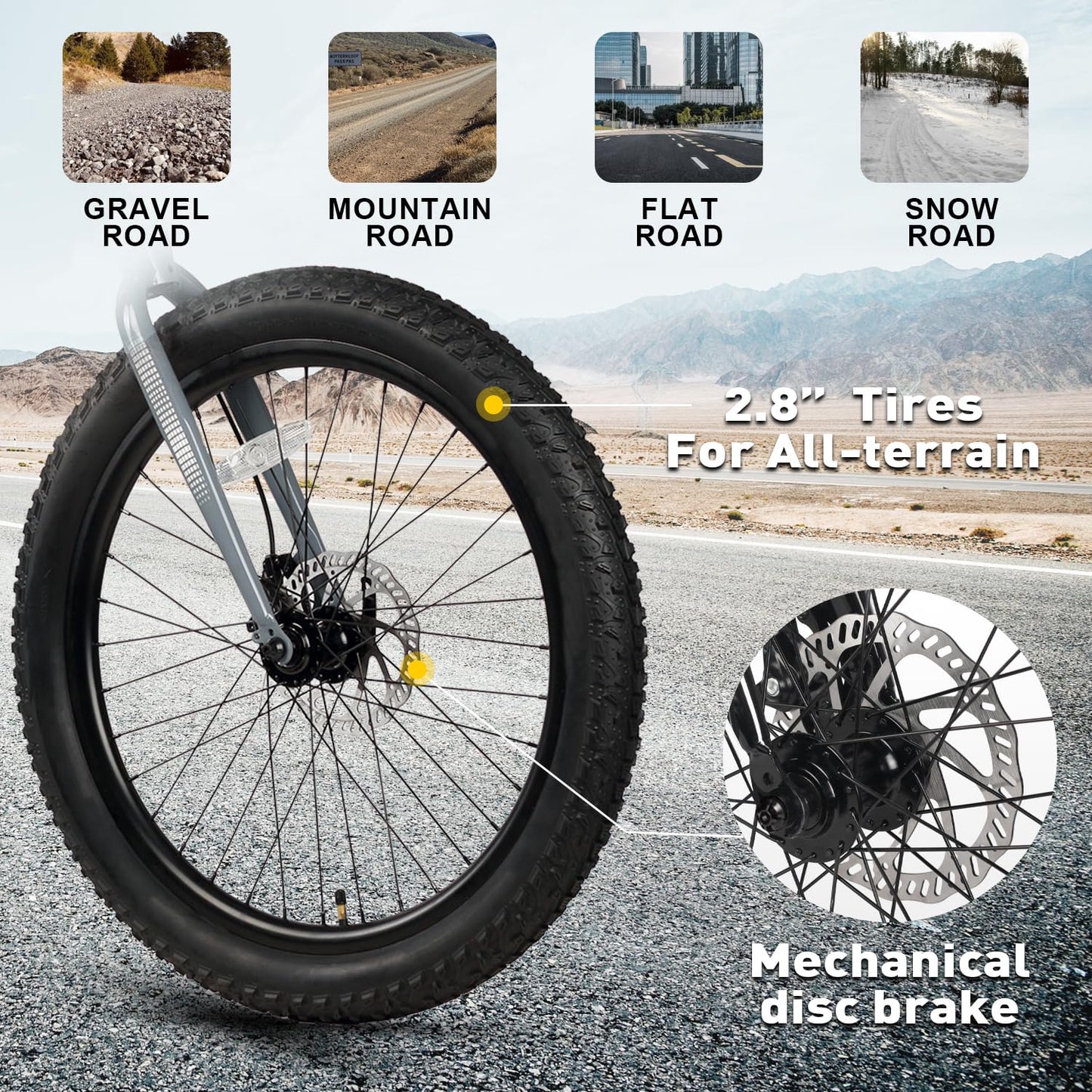 Glerc Mars Kids Mountain Bike, 24 Inch Fat Tire Bike for Teen Ages 8-14 Year Old, Bicycle with 2.8-Inch Wide Tires and 6 Speed Drivetrain, Gray