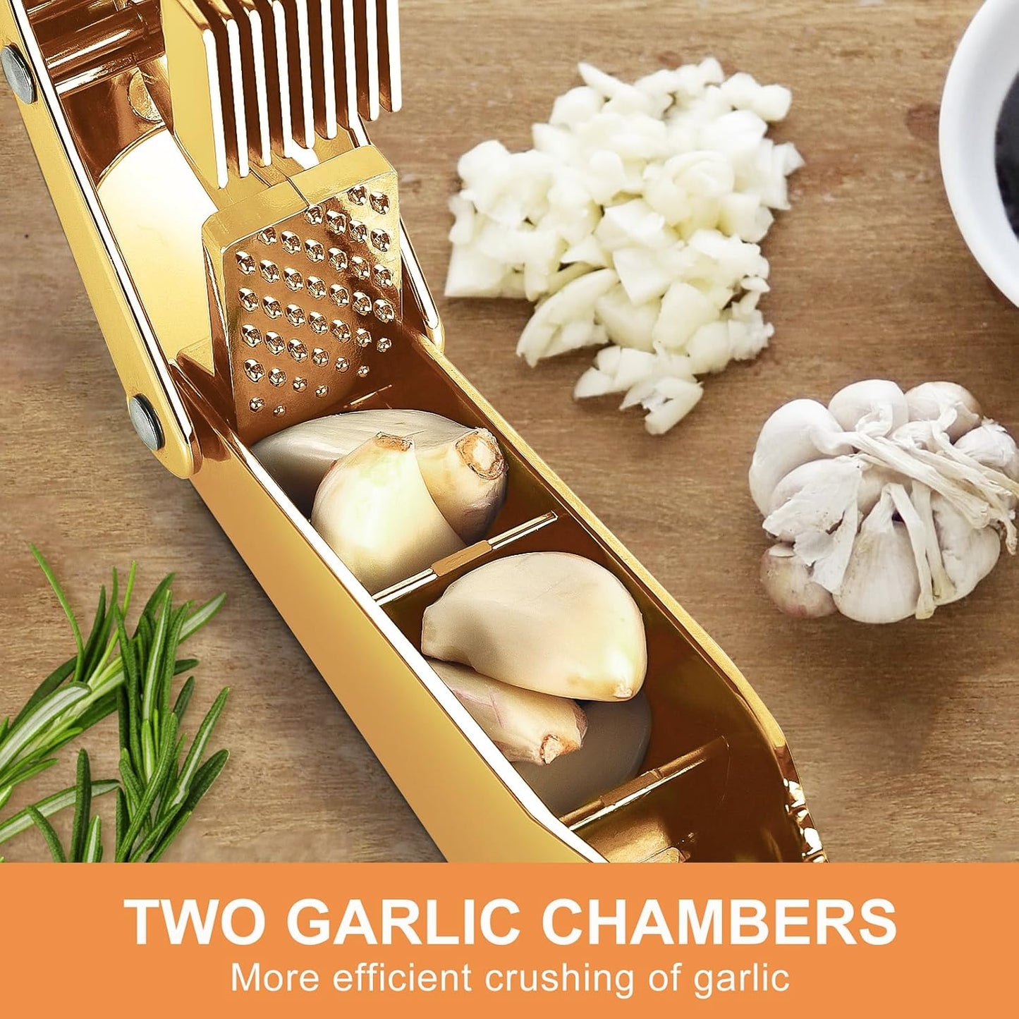 2 1,Effortlessly Garlic press and slicer in Crush, Slice, and Mince Garlic,with this Versatile Kitchen Tool - Perfect