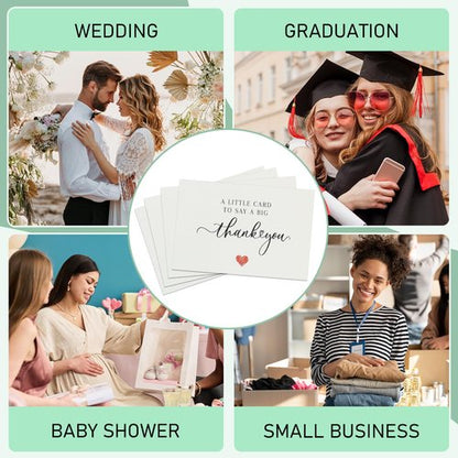28 Pack 350GSM Thank You Cards with Envelopes, Glitter Heart Premium Greeting Cards, Pefect for Weddings, Baby Showers, Teacher Appreciation, Graduation, Small Business Gifts, Holiday & Christmas Thank You Notes