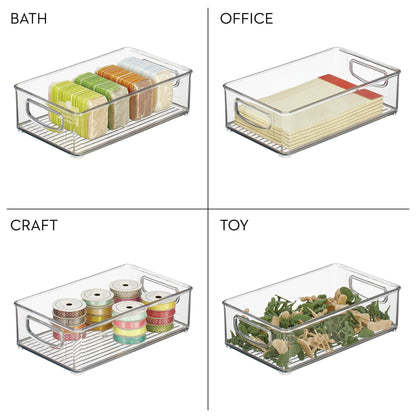 iDesign Stackable Pantry Bin with Handles for Kitchen Storage Set of 2, Clear, Made in USA