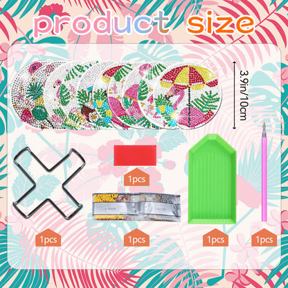 YLOLUL 10 Pc Flamingo Coasters Kit with Holder - Beginner & Kid Friendly Art Craft Gifts
