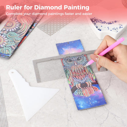 Varku Diamond Painting Ruler Set - 14 Pcs Stainless Steel Mesh Ruler With 4 Fixing Tools for Round & Square Drill Art