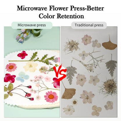 Aboofx Microwave Flower Press Kit, 6.3" Quick Drying Pressed Flower Art Kit with Washable Cloth, Vibrant Color Rentention, Resuable Flower Preservation Kit for DIY Flower Art, Gift for Nature Lover