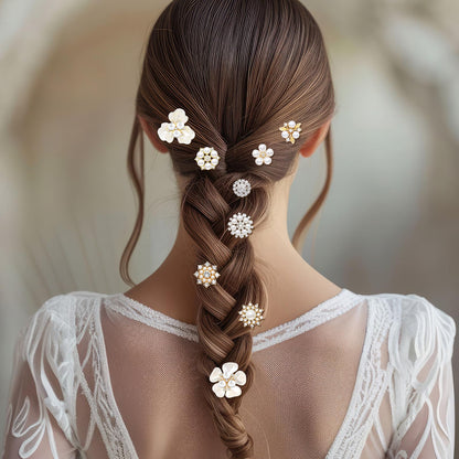 Sureio 45 Pcs White Pearl Rhinestone Brooch Pin Set Crystal Flower Brooches Faux Pearl Embellishments Women Jewelry Wedding Jewelry Making Crafts Bags Shoes Accessory Gift
