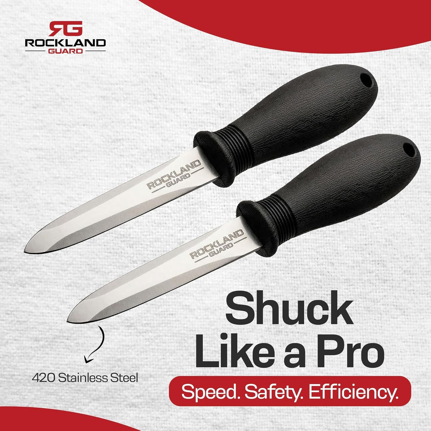 2-Pack 3.5 420 Set Set 2 Rockland Guard Oyster Shucking Knife - Heavy Duty Stainless Steel Shucker for Clams