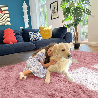 OLANLY Large Area Rug - Soft Fluffy Shaggy Indoor Carpet for Living Room & Bedroom | Pale Pink 6x9