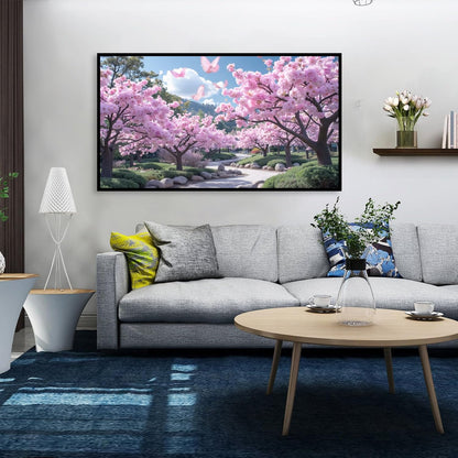 BOHADIY Large Diamond Art Kits for Adults, Cherry Blossoms Flower Diamond Art Painting Kits for Adults, 5D DIY Full Drills Mountain Sakura Craft for Gifts, Home Wall Decor 27.5 X 15.7 Inch
