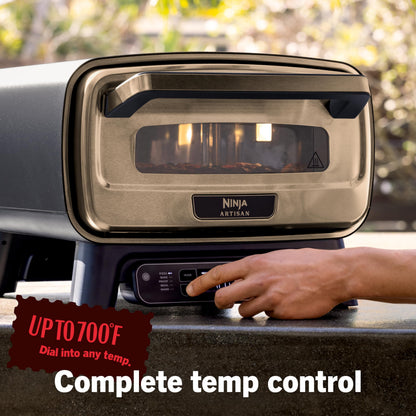 Ninja Artisan Outdoor Pizza Oven, 12-inch, 3-minute Pizza, Neapolitan, Thin Crust, New York Chicago, Custom, 700F Max Temperature, Electric Heat, Bake, Broil, Proof, Warm, Blue, MO201BL1