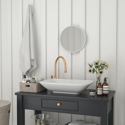 Flash Furniture Julianne Large Round Wall Mirror - Silver Circle Accent Mirror - 16" Vanity Mirror - for Bathroom, Vanity, Entryway, Dining Room, & Living Room