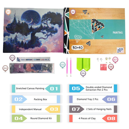 Meow Love 5D Diamond Painting Kit for Adults with Pre-Framed Canvas - DIY Wall Art Home Decor,Easy to Hang,Stress Relief Craft Gift for Women,15.8 x 11.8 Inch. (Dream World)
