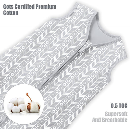 Sweet Dolphin Baby Wearable Blanket Sleep Sack - 100% Cotton, TOG 0.5, 2-Way Zipper, Newborn Essential