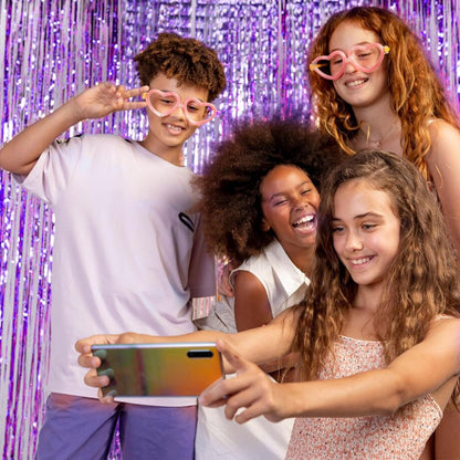 Skiennix Foil Curtain Backdrop - Purple Metallic Tinsel Fringe for Parties & Celebrations | 2 Pack