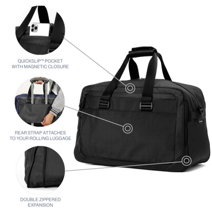 Travelpro Altitude Double Expansion Travel Duffel Bag, 40-48L, Weekender, Overnight, Water Resistant, Men and Women, Jet Black