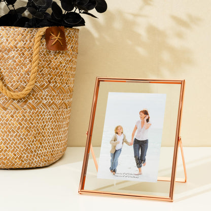 Calculs Rose Gold Floating Frame Vertical Shelf Picture Frame Tabletop Rose Gold Sign Photobooth Place Card/Menu Holder for Wedding, Party, Ceremony or Home Décor