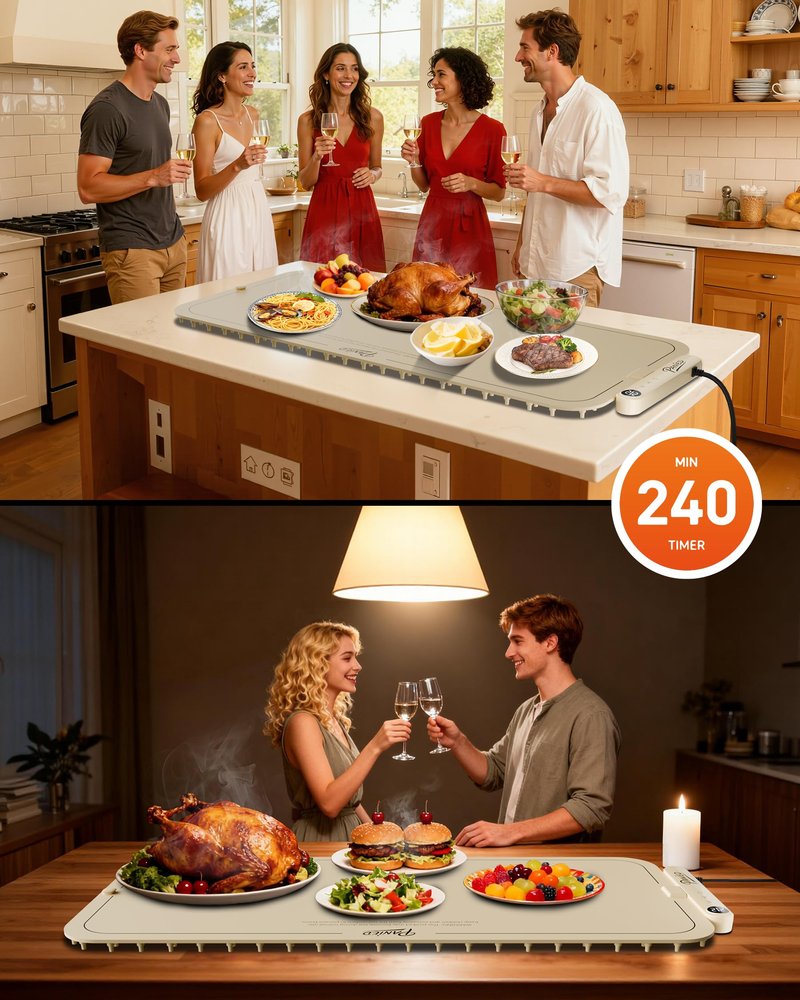 Warming Mat for Food, Extra Large XXL 36"x16" Food Warmer Chafing Dishes for Buffet, Food Warming Mat, Electric Warming Trays for Parties,Portable Heating Pad 6 Level Temp 6 Hour Timer