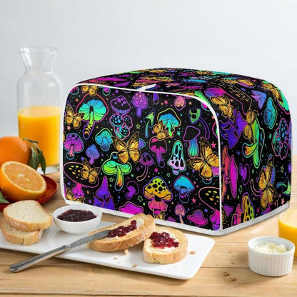 Gomyblomy Mushroom Butterfly Toaster Cover, Polyester Fabric Dustproof Cover for Kitchen, Washable Microwave Oven